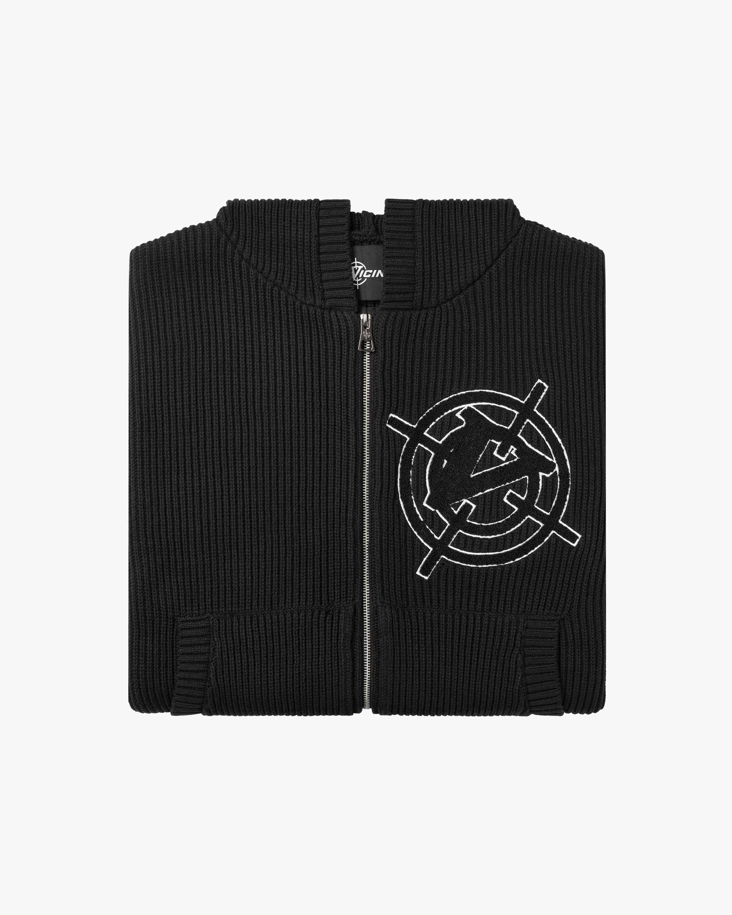 V-LOGO KNIT ZIP HOODIE BLACK - Image 10