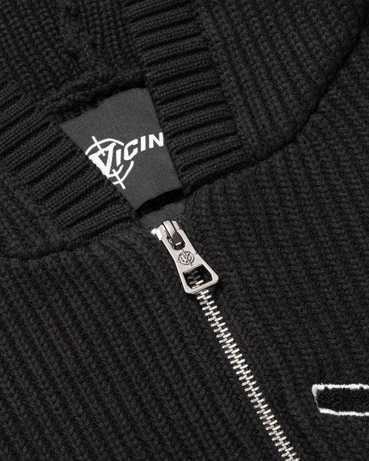 V-LOGO KNIT ZIP HOODIE BLACK - Image 11