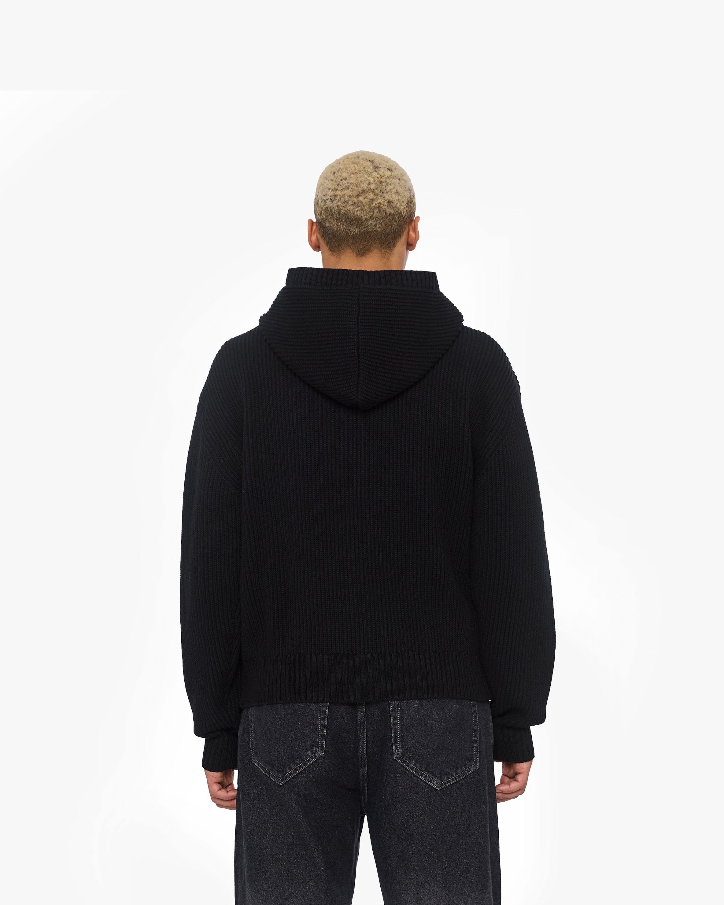 V-LOGO KNIT ZIP HOODIE BLACK - Image 6