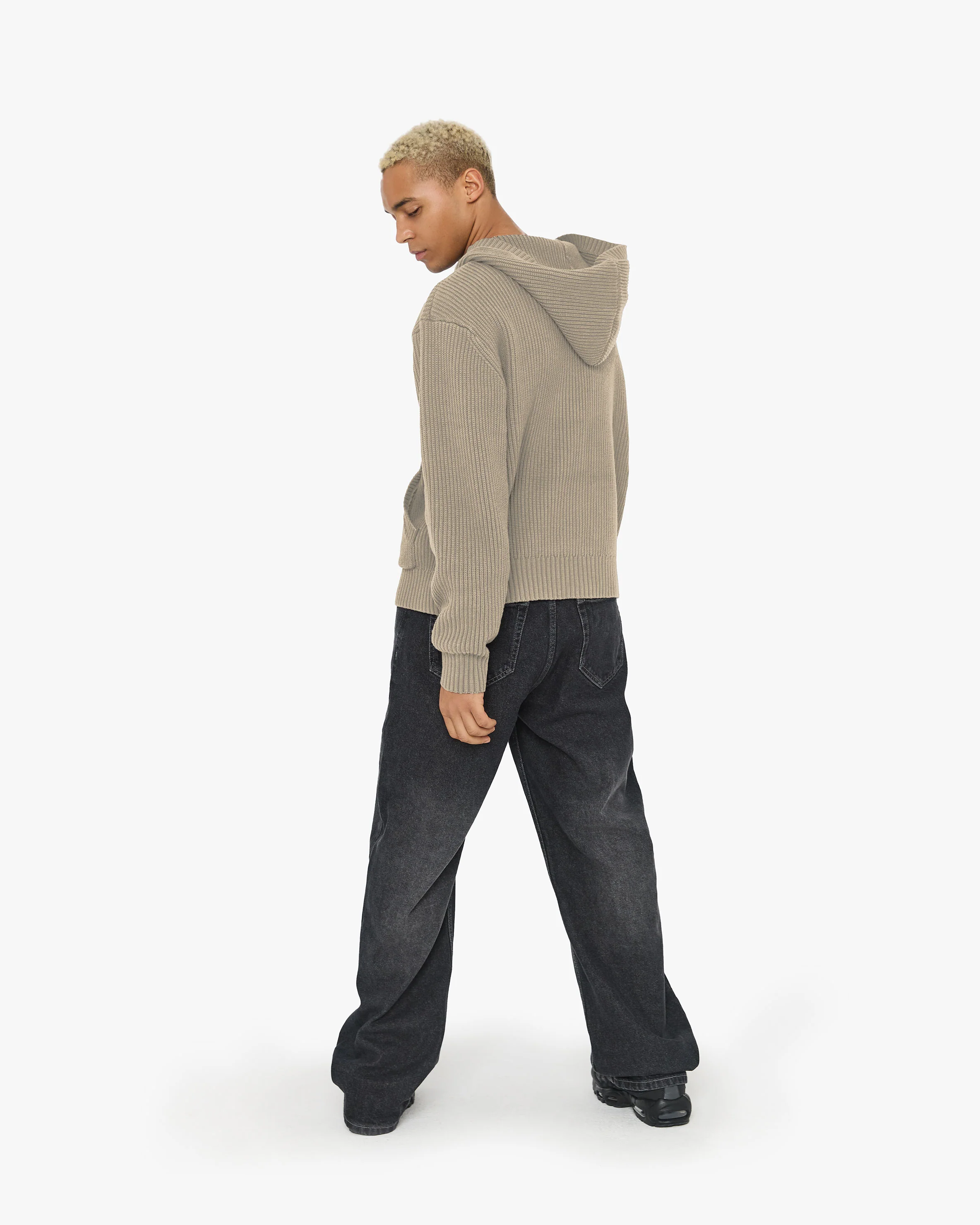 V-LOGO KNIT ZIP HOODIE DUNE - Image 8