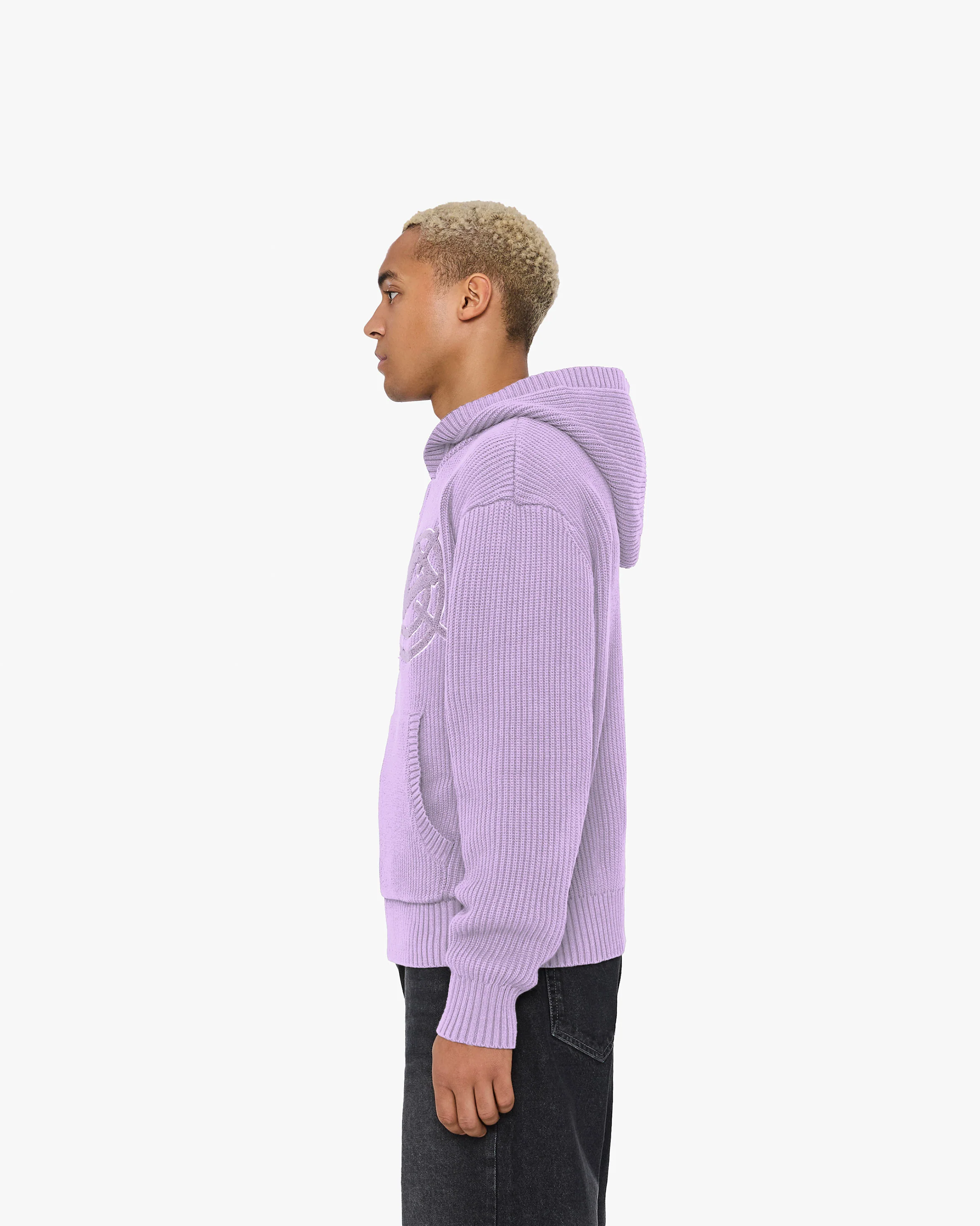 V-LOGO KNIT ZIP HOODIE LAVENDER - Image 5