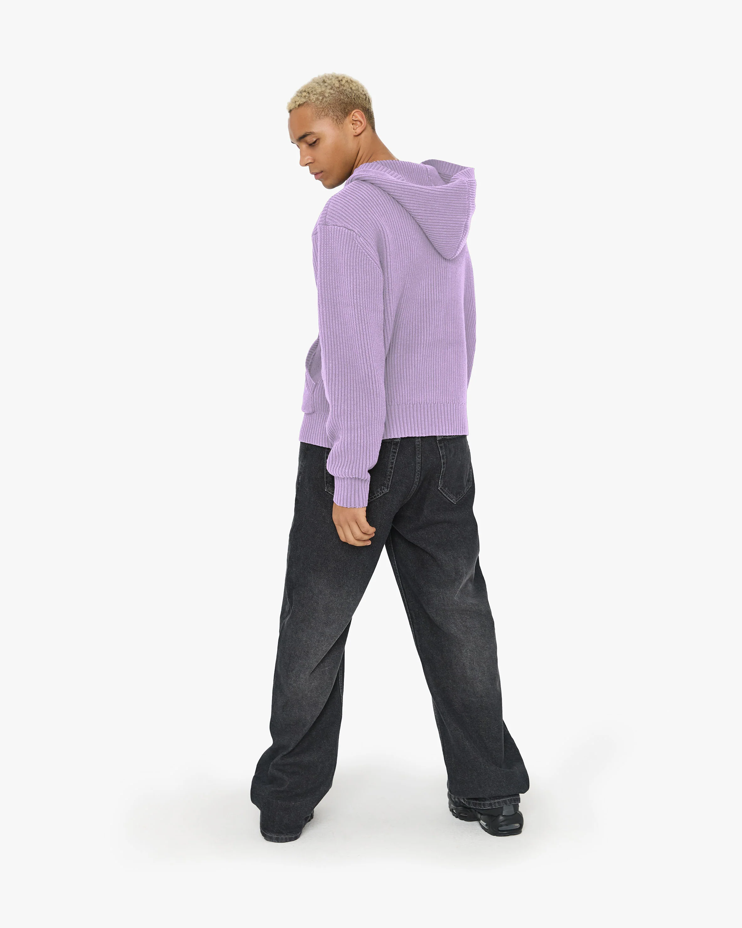 V-LOGO KNIT ZIP HOODIE LAVENDER - Image 9