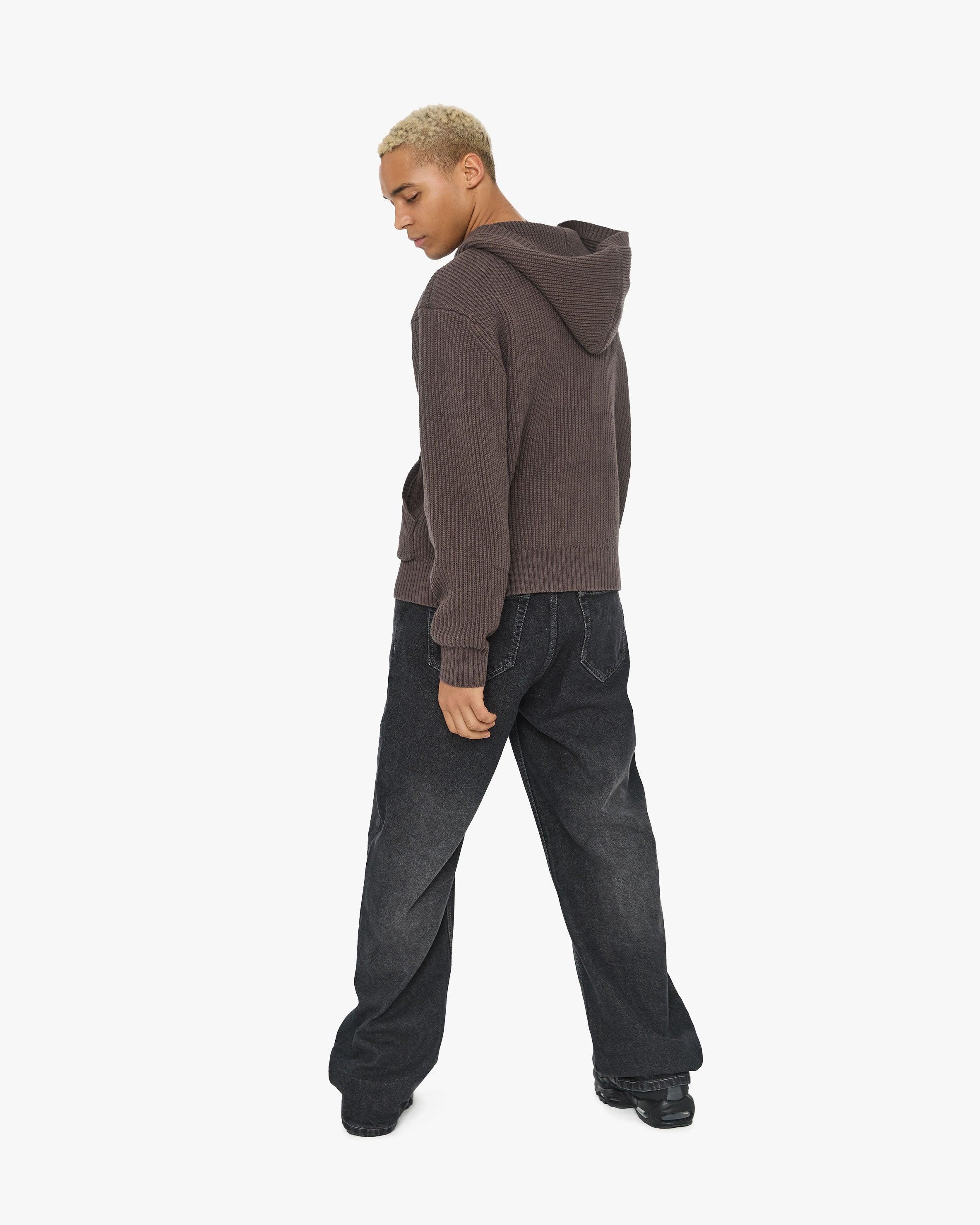V-LOGO KNIT ZIP HOODIE MUD BROWN - Image 13