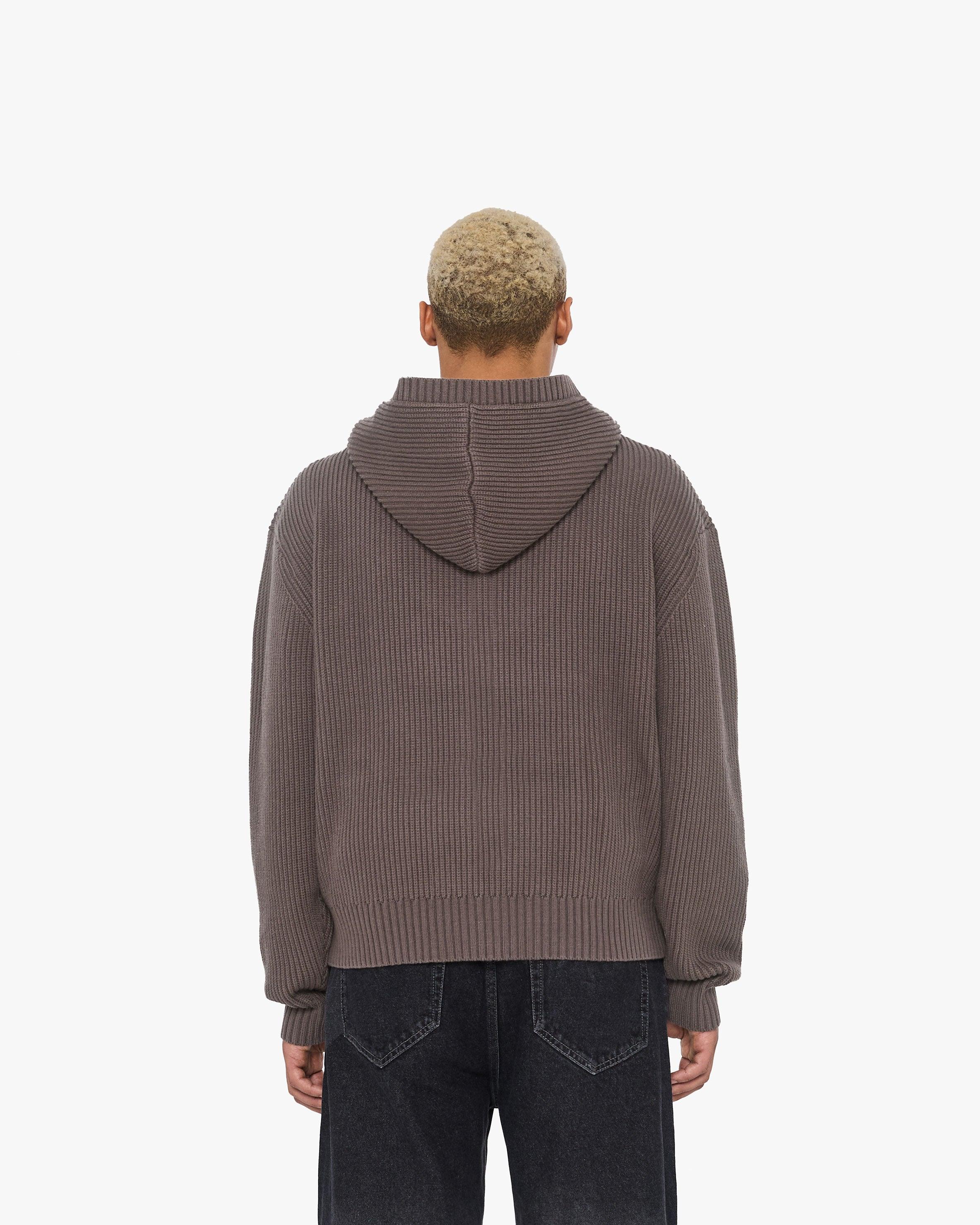 V-LOGO KNIT ZIP HOODIE MUD BROWN - Image 6