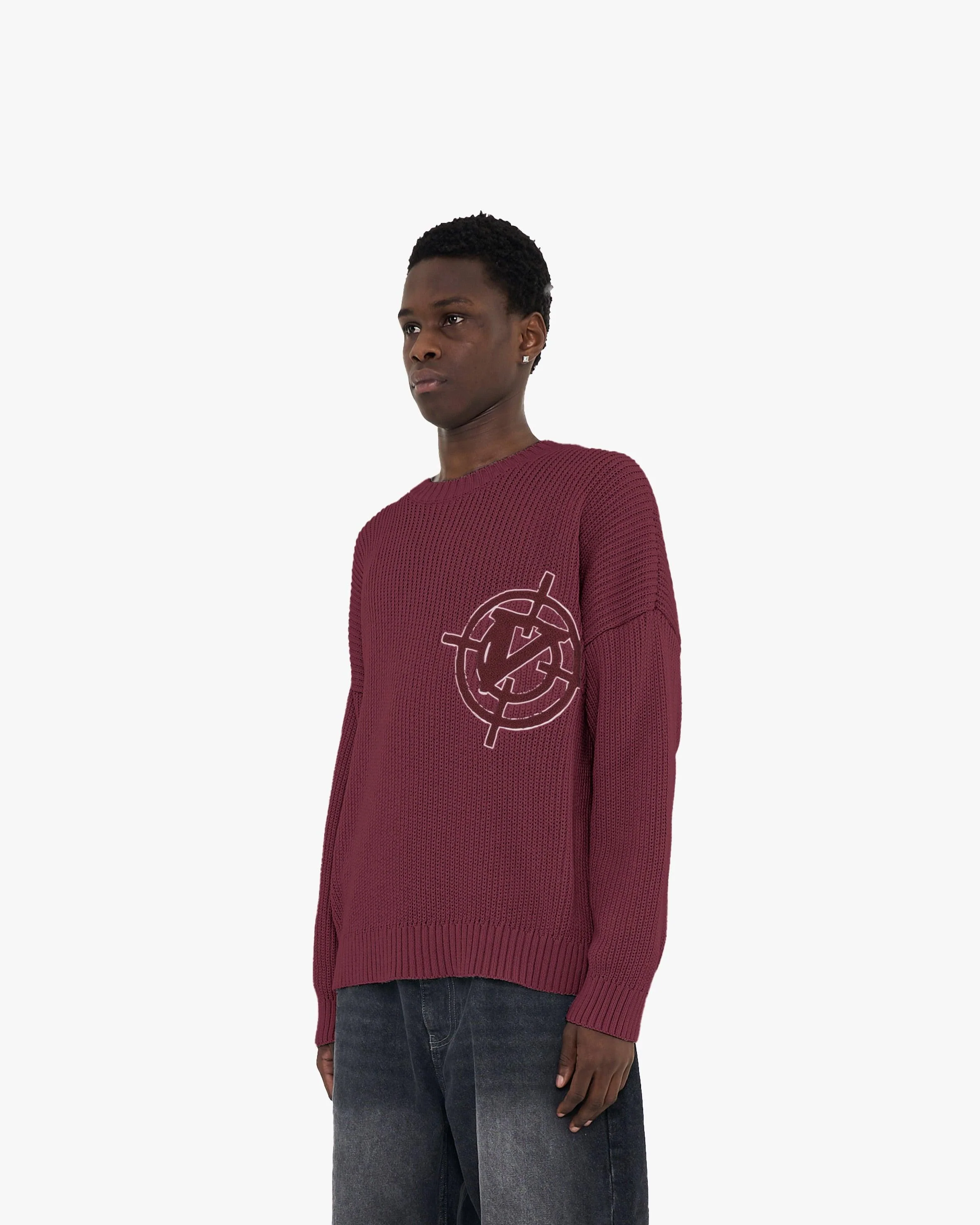 V-LOGO KNITWEAR DARK CHERRY - Image 4