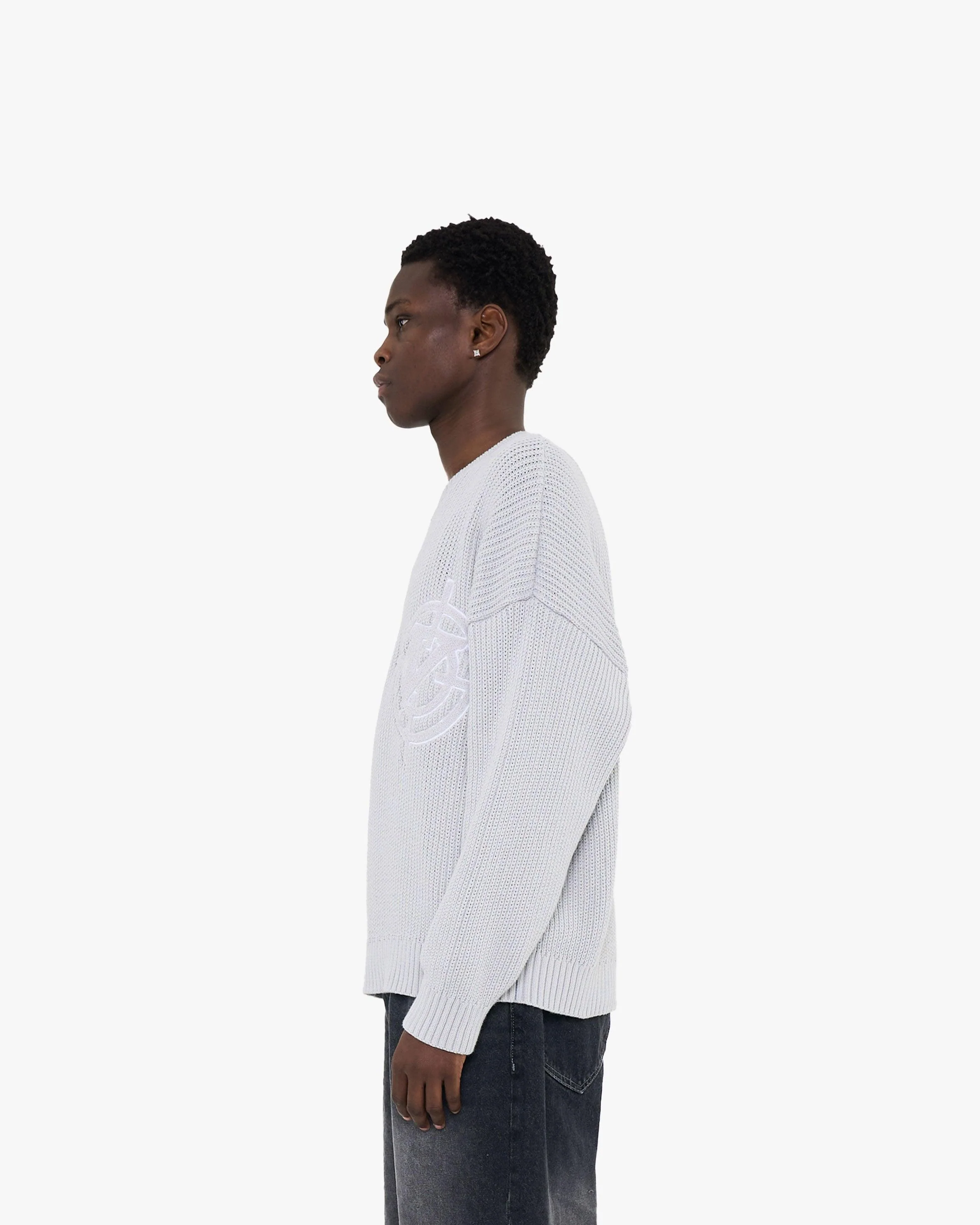 V-LOGO KNITWEAR LIGHT GREY - Image 5