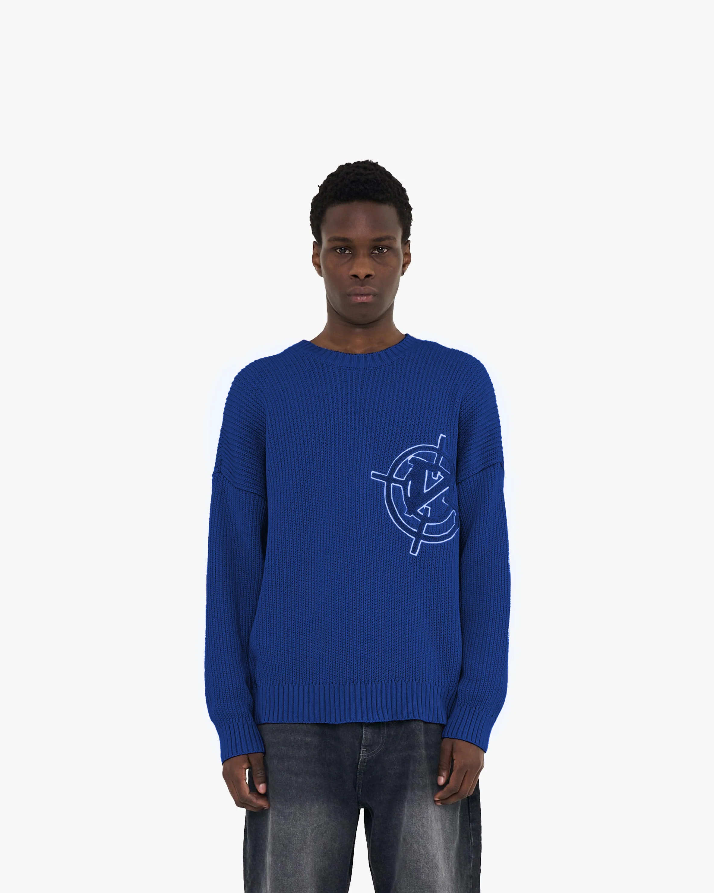V-LOGO KNITWEAR ROYAL BLUE - Image 2