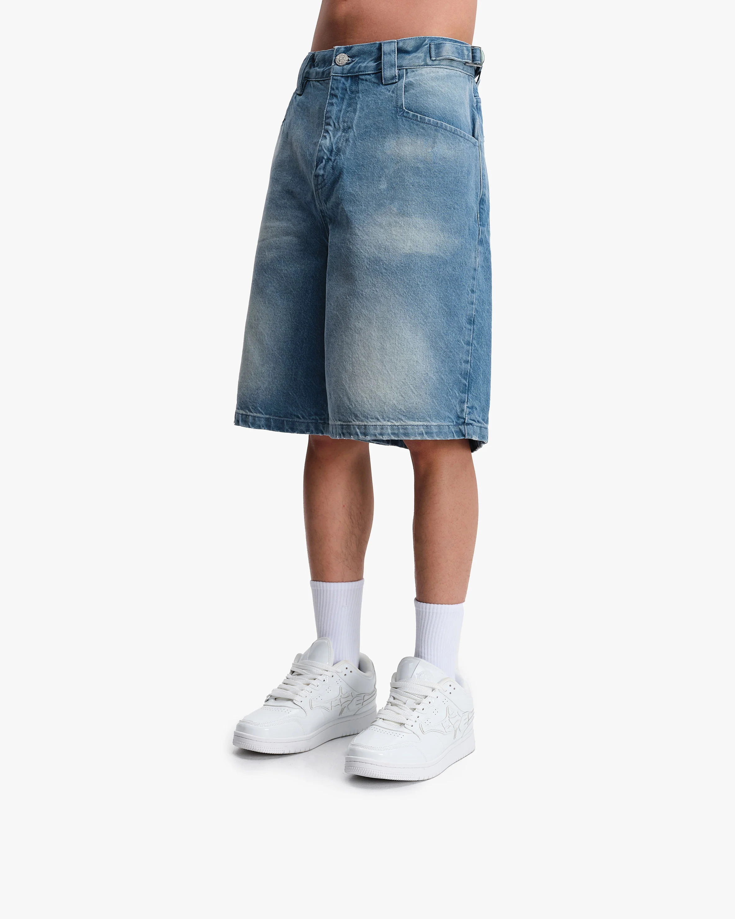 VINTAGE BLUE DENIM JORTS - Image 4