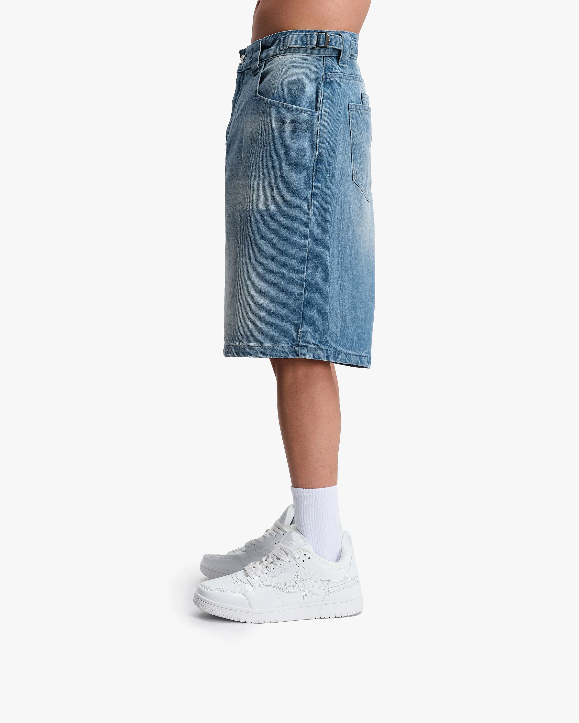 VINTAGE BLUE DENIM JORTS - Image 5