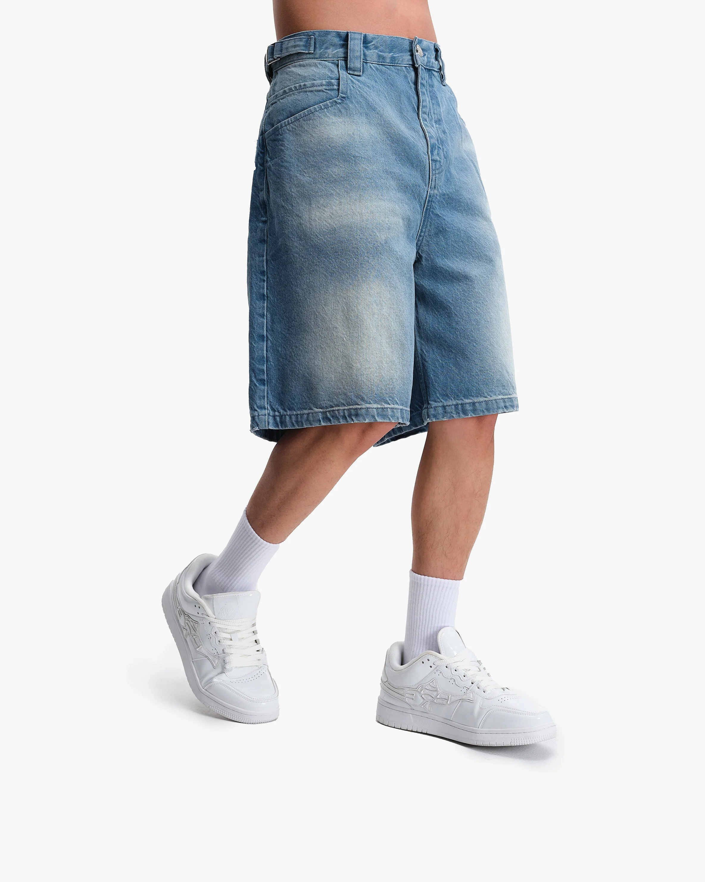 VINTAGE BLUE DENIM JORTS - Image 8
