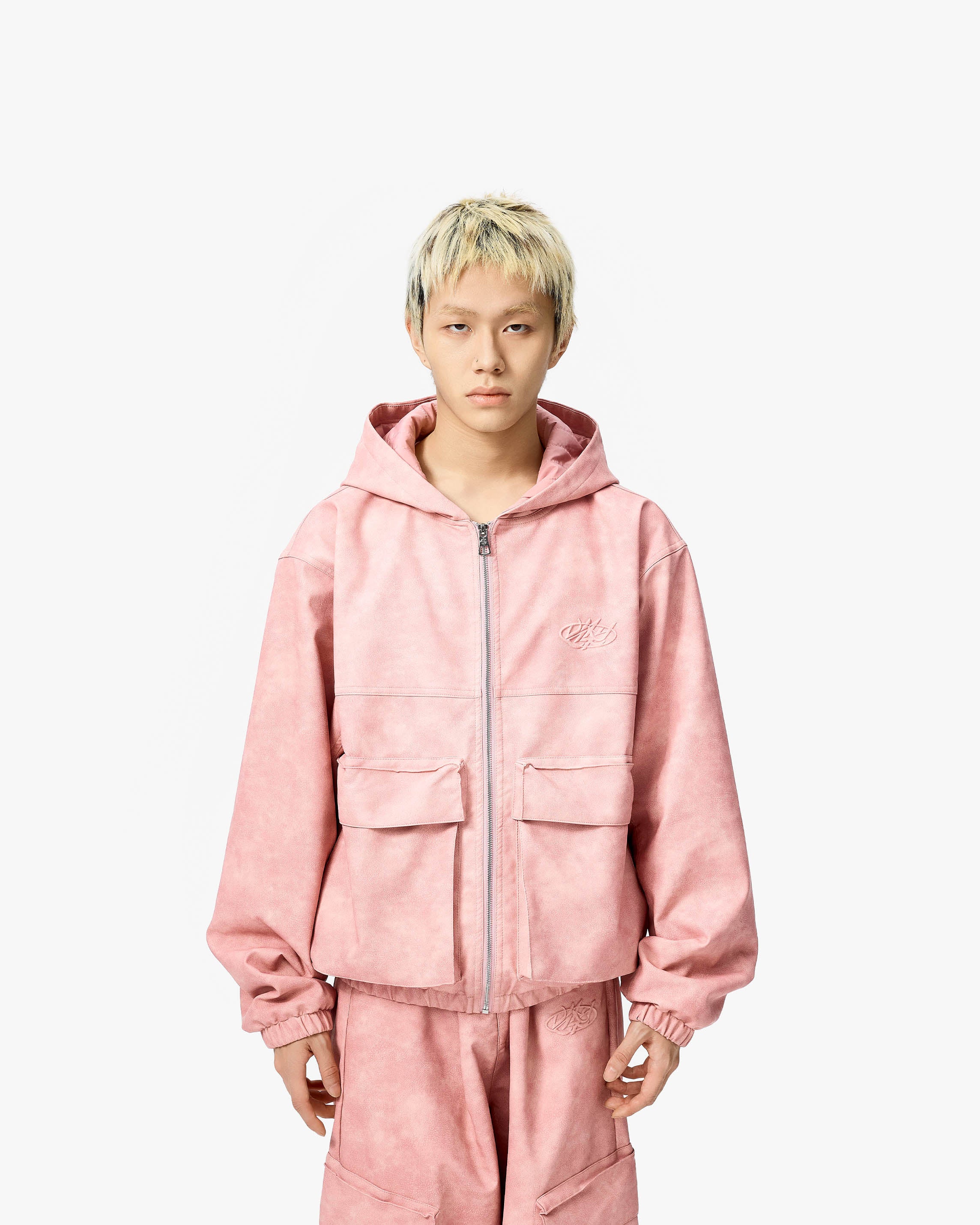 SCRIPT LOGO LEATHER JACKET VINTAGE PINK - Image 2