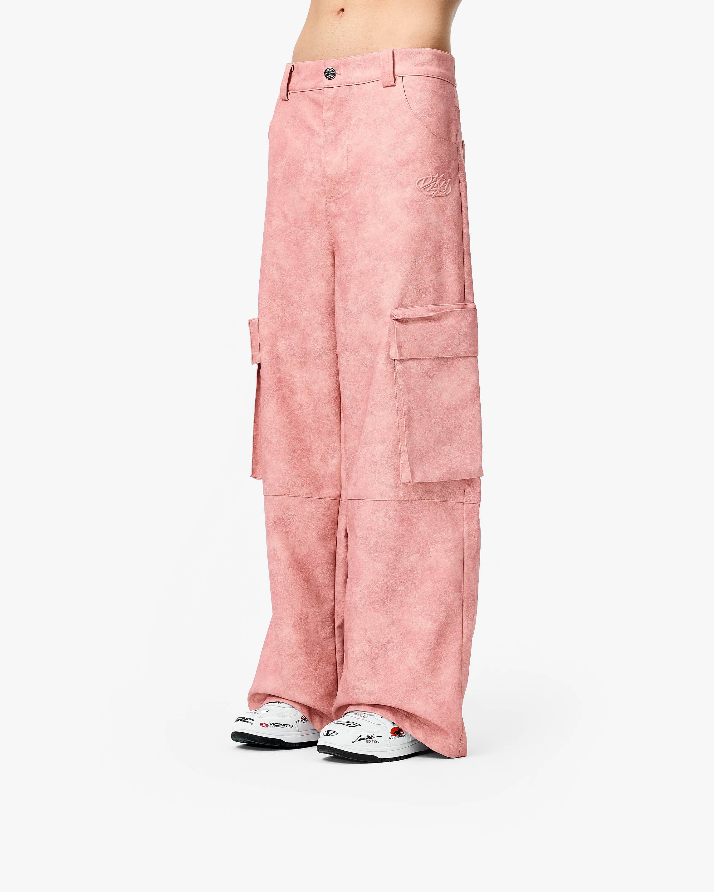 SCRIPT LOGO LEATHER PANTS VINTAGE PINK - Image 3