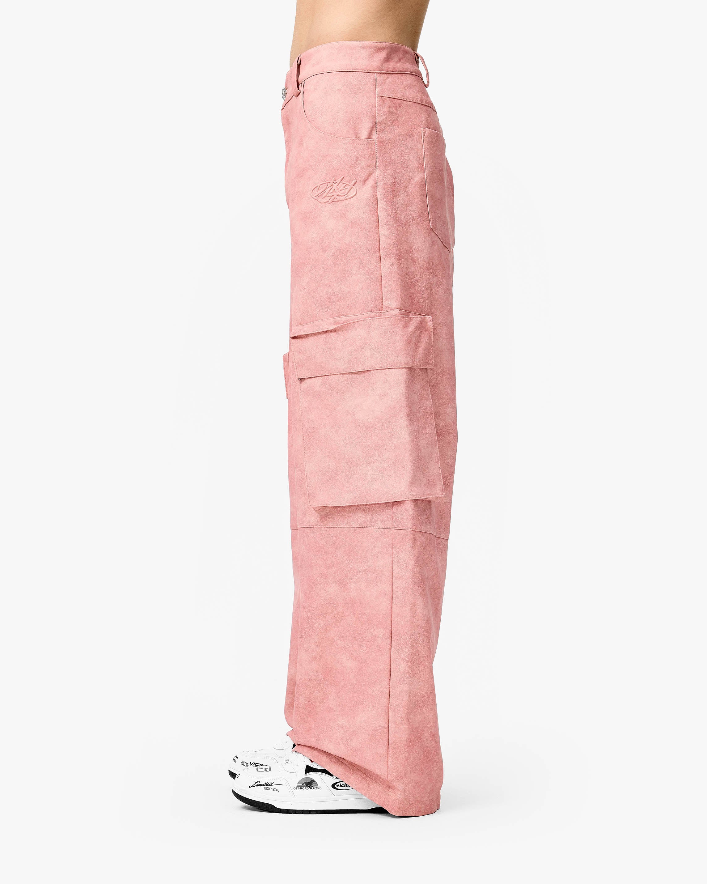 SCRIPT LOGO LEATHER PANTS VINTAGE PINK - Image 4